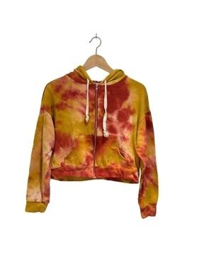 HEARTS & HIPS super soft tie dye zip up hooded sweatshirt - size S